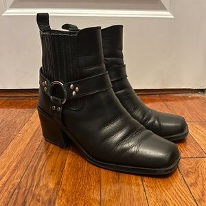 Black Leather Steve Madden Moto Boots | Size 8.5